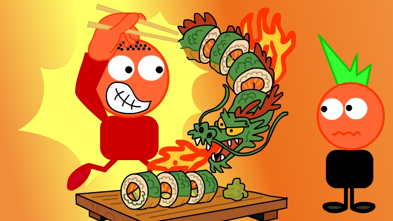 Troncho y Poncho haciendo sushi